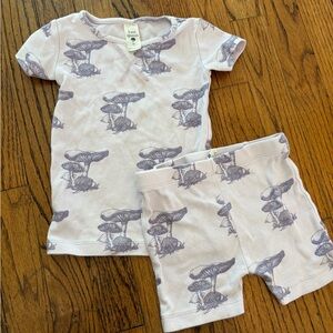 Kate Quinn 2T organic cotton lavender mushroom print short sleeve pajama set